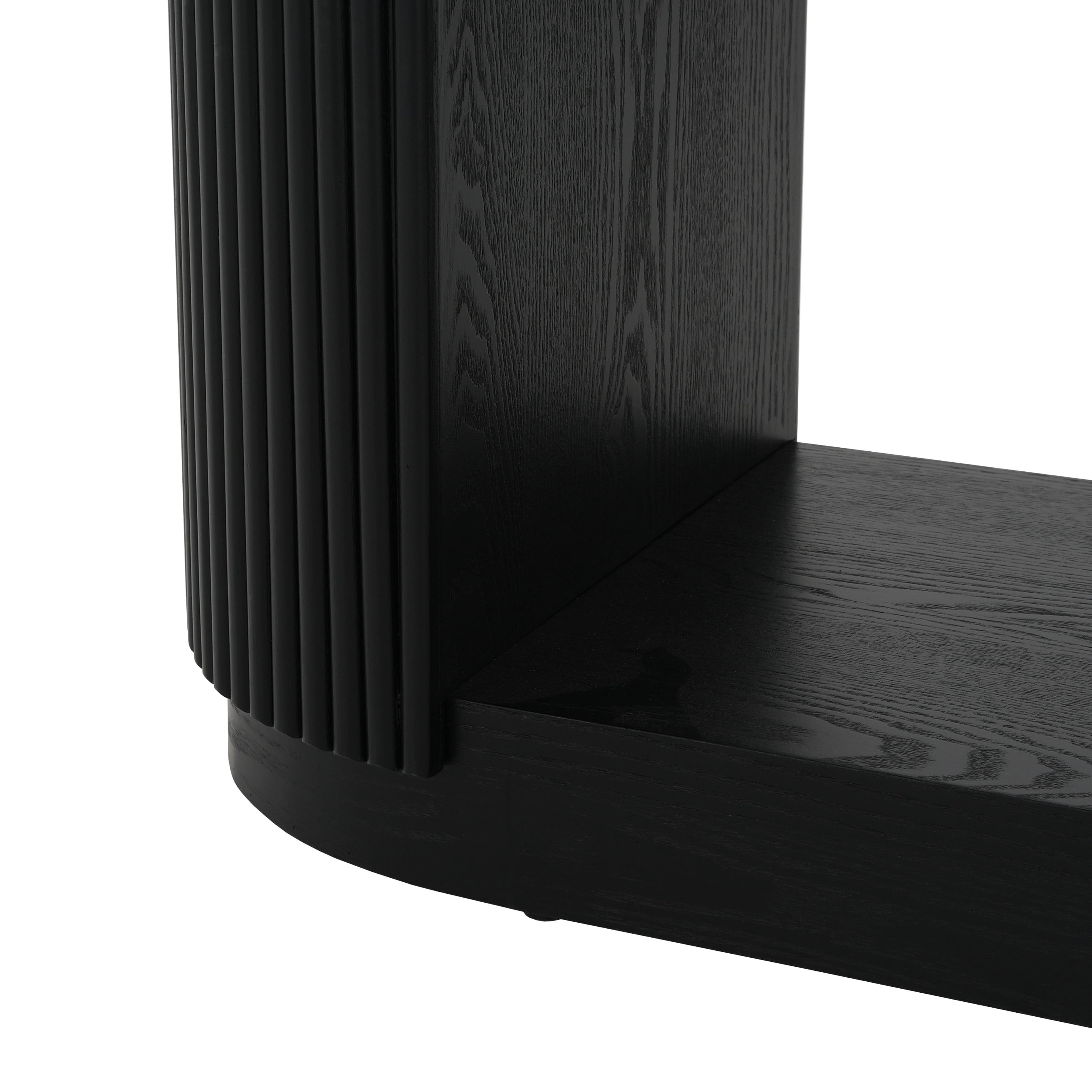 EUROCO 58" Modern Console Table, 3-Tier Sofa Table Behind Couch Accent Tables with Open Shelf & Elegant Wood Grain,Hallway Table for Living Room,Black