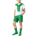 thumbnail image 3 of Odeerbi Niños 4 Piezas Preppy Traje Manga Corta Camiseta + Traje Pantalones Cortos + Chal + Calcetines Escenario Conjunto de Rendimiento, 3 of 8