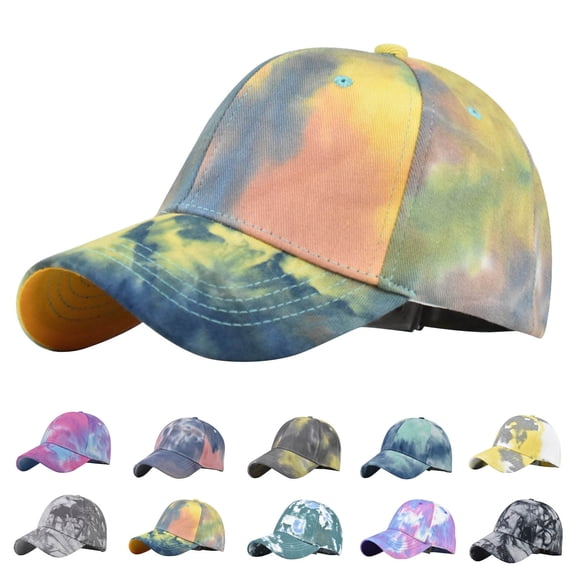Sales 2026 Under $5 Grey Trucker Hat Men GIJNRIUIUA Women Casual Tie Dye Printed Colorful Baseball Cap Cap Visors Beret Hat