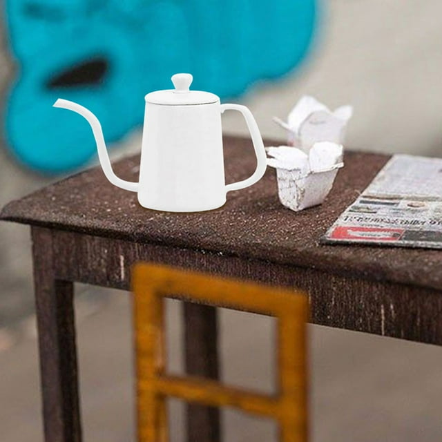 Phenofice Mini Coffee Maker Simulated Coffee Pot Metal White 1Pcs Pot Shaped Mini Furniture