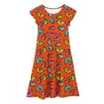 thumbnail image 1 of Robes Décontractées pour Grandes Filles, Fête, Manches Volantées, Imprimé Coloré, Robe à Étages, Vêtements pour Enfants à Taille Extensible, Taille 8-9T, 1 of 6