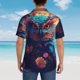 thumbnail image 4 of Balery Colorful Feather Owl Camisas hawaianas de manga corta para hombre, camisas playeras de corte holgado, camisas de vacaciones con botones,3X-Large, 4 of 7