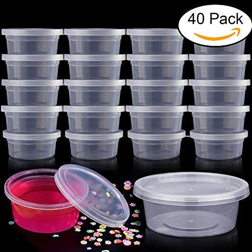 40 Pack Slime Containers, Leakproof Clear Plastic Foam Ball Storage
