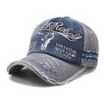 thumbnail image 1 of Unisex Retro Washed Baseball Hat, Embroidered Letter Adjustable Sunshade Cap, Distressed Polyester Outdoor Sports Headwear, Vintage Street Style Sun Protection for Men & Women, 56-58cm, 1 of 8