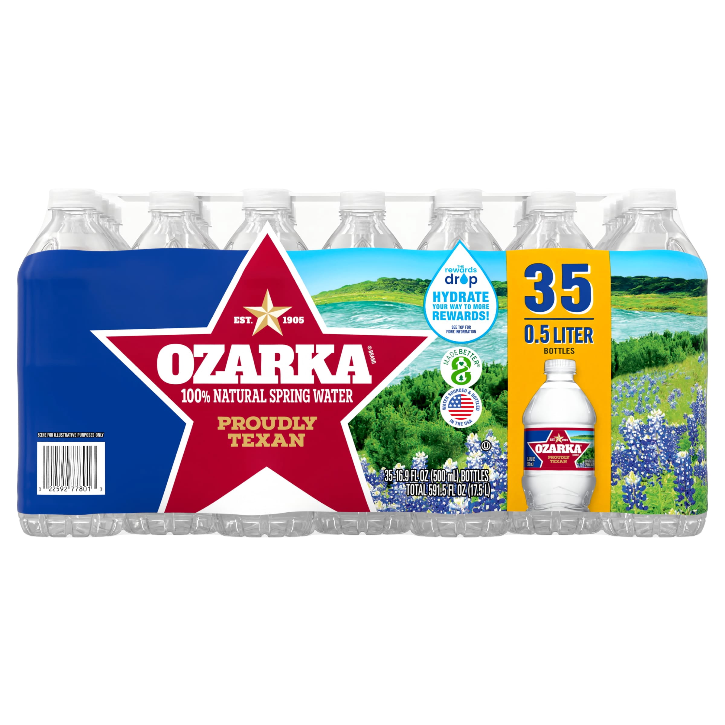 Ozarka Texas Spring Water, 16.9 fl oz, 35-Pack Plastic Bottles