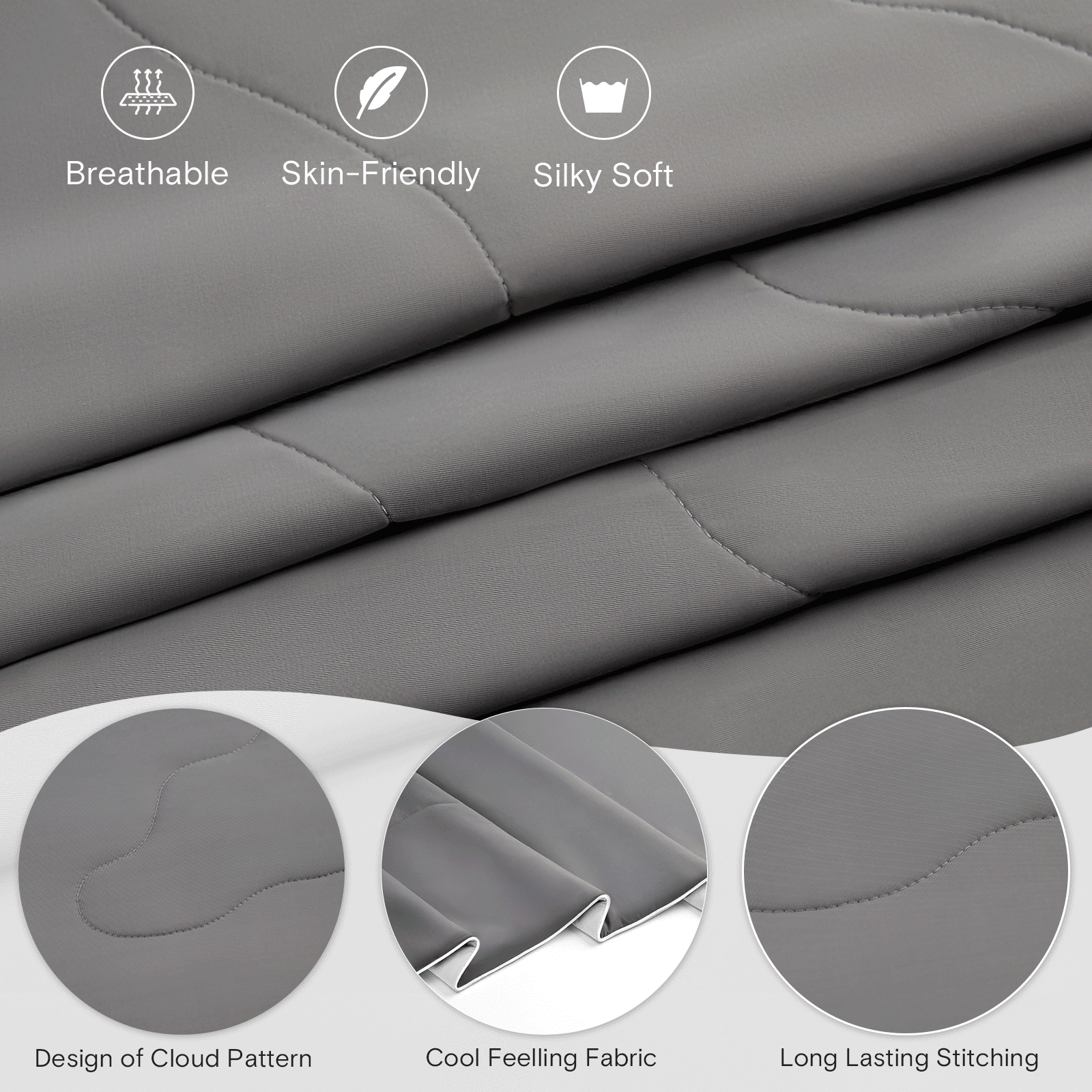 Luxclub Twin Cooling Comforter, Lightweight Breathable Bedding for Hot Sleepers, 66 x 88, Grey