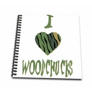 3dRose Camo Colored Striped I Love Woodchucks - Mini Notepad, 4 by 4-inch