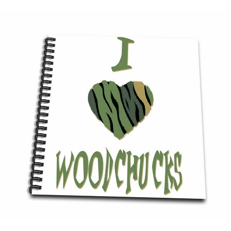 3dRose Camo Colored Striped I Love Woodchucks - Mini Notepad, 4 by 4-inch