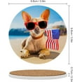 thumbnail image 2 of GZHJMY 6Pcs Round Chihuahua Dog at The Beach with USA Flag Ceramic Coasters with Cork-Backed for Coffee Drink, Cup Mat Absorbent Stone Coasters, 2 of 5