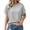 Grey, variant on Women's Loose Fit Crew Neck Short Sleeve T Shirt with Hollow Out Back and Irregular Hem, Casual Summer Top for Daily Wear, Breathable and Trendy Blue M