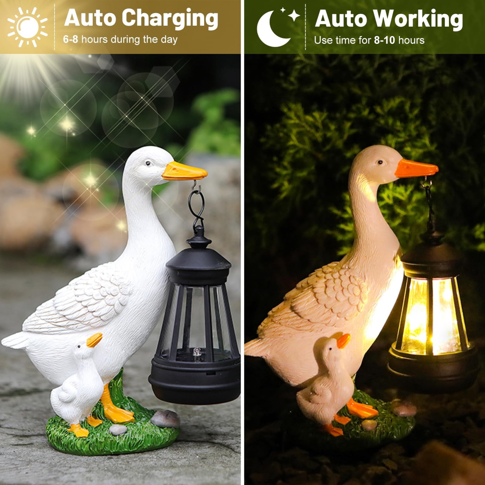 Bfogop Solar Goose Outdoor Statues for Garden: Porch Decor with Warm Lantern Clearance for Outside Yard Art Lawn Ornaments Patio Balcony, Perfect Yard Goose Decor for Garden