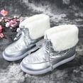 thumbnail image 4 of Juebong Arch Support Winter Autumn Fashion Comfortable Snow Boots Plus Size Round Toe Short Women's Boots,Silver Size 8, 4 of 9