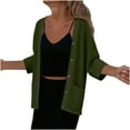thumbnail image 3 of BXINGOHAI Women's Long Sleeve Button Down Crew Neck Classic Sweater Knit Cardigan Army Green L, 3 of 7