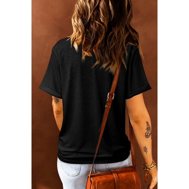 ABPHQTO Camiseta gráfica de manga corta con estampado de huevo de Pascua feliz negra para mujer