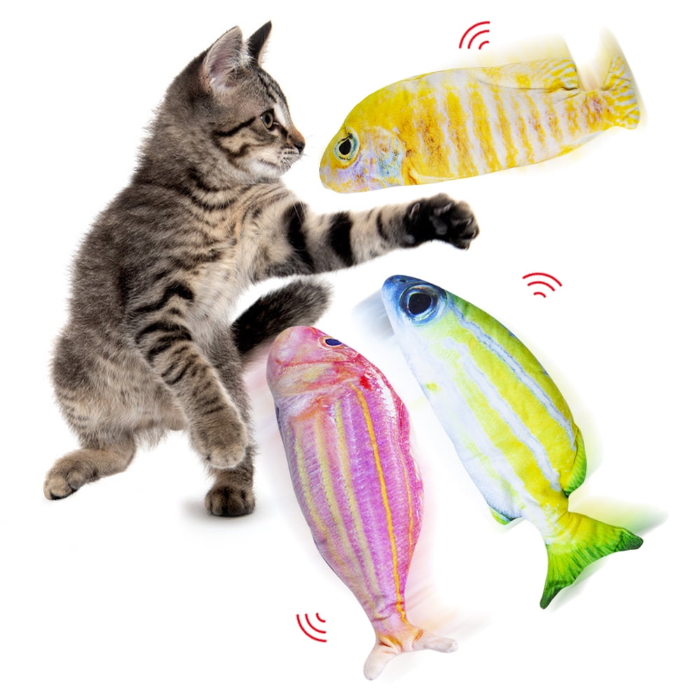 ZYKXSJ Moving Cat Kicker Fish Toy,Mint Cat Toy Realistic Plush Electric Wagging Fish Toys Simulation Interactive Funny Chew Toy For Cats For Cat//Kitty//Kitten Flopping Fish A