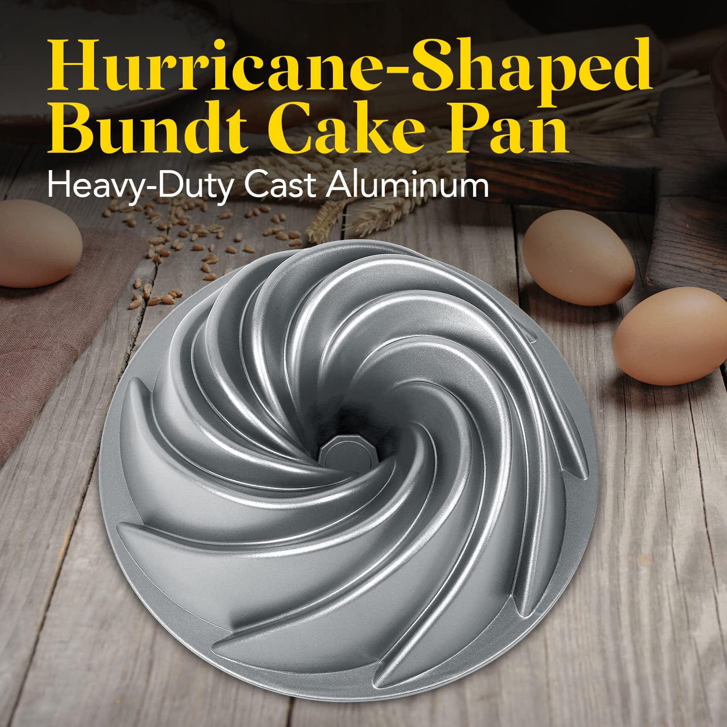 9X9 Inch Cast Aluminum Swirl Bundt Pan Unique Spiral Bundt Pan Non
