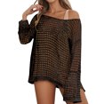 thumbnail image 2 of HOWPAY Beach Cover ups for Women Crochet Knit Hollow out Bathing Suit Coverup Long Sleeve Swimwear Dress Summer Vacation Clothes Black XL, 2 of 6