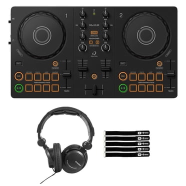 AlphaTheta DDJ-FLX2 Compact 2-Channel DJ Controller with Headphones Package