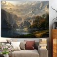thumbnail image 2 of Tapiz del mundo de la fantasía, tapices del paisaje del lago del bosque de la montaña, tapiz de la cascada de la naturaleza del sol del desierto para el dormitorio cálido 60 × 80 pulgadas marrón, 2 of 5