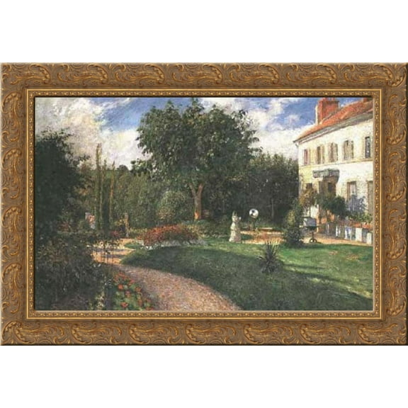 Garden of Les Mathurins 24x19 Gold Ornate Wood Framed Canvas Art by Pissarro, Camille