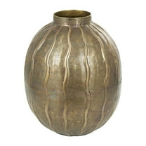 DecMode 12" Snakeskin Inspired Brass Metal Vase with Dimensional Wavy Accents