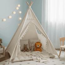 Teepee Tent for Kids, Play Tent with Pompom Ball Design,Washable Foldable Kids Tent for Indoor and Outdoor, Playhouse Toys for Toddler, Boys and Girls