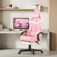 thumbnail image 6 of SOONTRANS Pink Gaming Chair, Adult Game Gamer with Footrest & Massage Lumbar Pillow , Ergonomic High Back Office Chairs with Bunny Ear, Pink, 6 of 10
