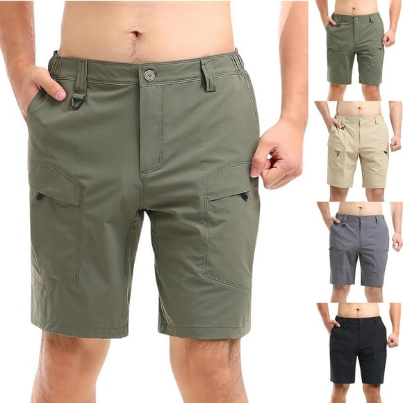 QATAINLAV Purses for Women Clearance, Mens Hiking Cargo Shorts Stretch Breathable Camping Fishing Workwear Shorts Solid Casual Multi Pockets Work Shorts Khaki L