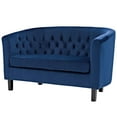 thumbnail image 5 of Modern Contemporary Urban Design Living Room Lounge Club Lobby Armchair and Loveseat Sofa Set, Velvet Fabric, Navy Blue, 5 of 6