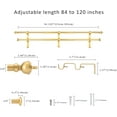 thumbnail image 3 of eTeckram 5/8" Double Curtain Rod with Royale Finials,Gold,84‘’-120‘’, 3 of 6