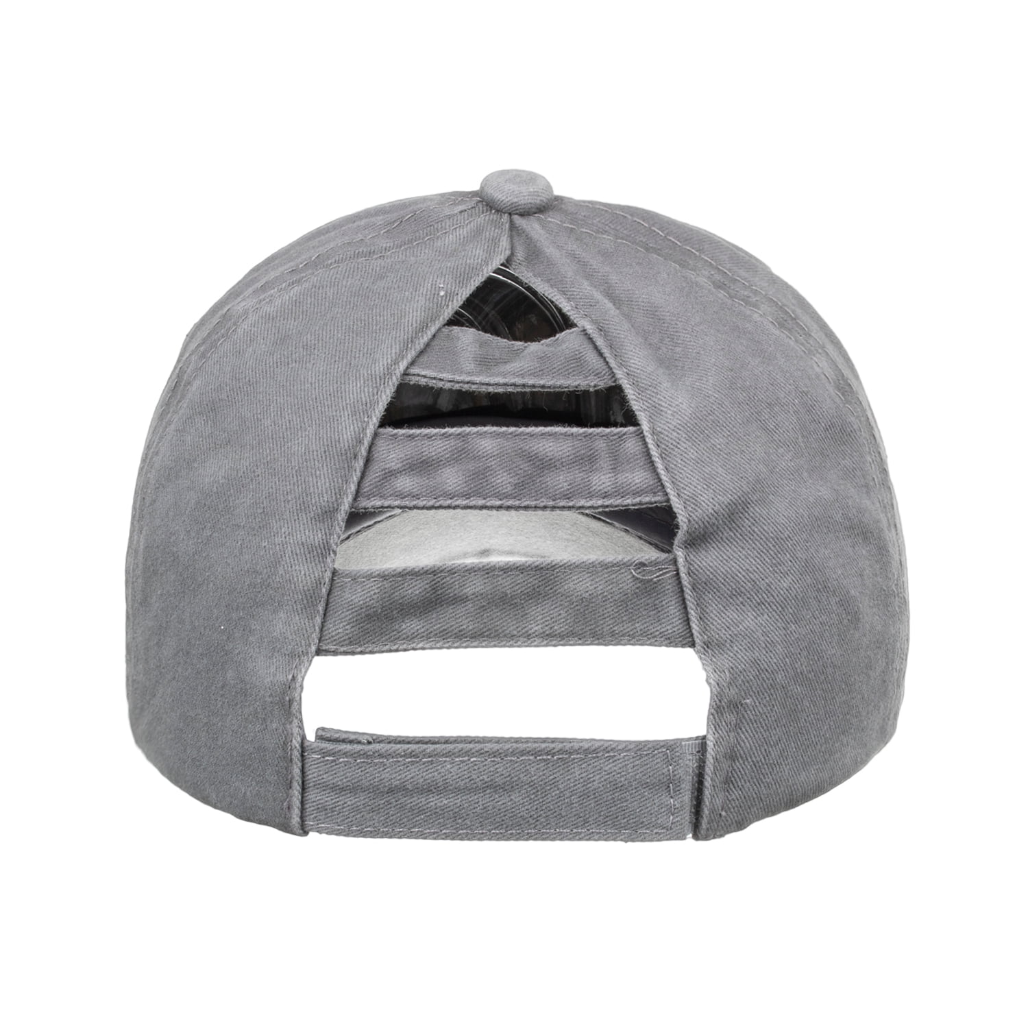 Personalized Women's Ponytail Baseball Cap | Distressed 3-Stripe Design With High Bun Slot, Adjustable Velcro
