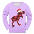 thumbnail image 3 of GBSYEWXS Christmas Holiday Party Size 8-9 Years Long Sleeve Fashion Sweatshirt Pants Dinosaur Print Crew Neck Purple Kids Sleepwear, 3 of 8