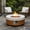 Brown+White, variant on VENTOPYR 56" Rectangle Dual-Texture Concrete Fire Pit Table with Cover & Lava Rocks