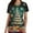 A1021033-Army Green, variant on Women Christmas Scrub Tops Stretchy V-Neck Short Sleeve Cute Print Working Uniform Pull-On Tops with Pockets, XL