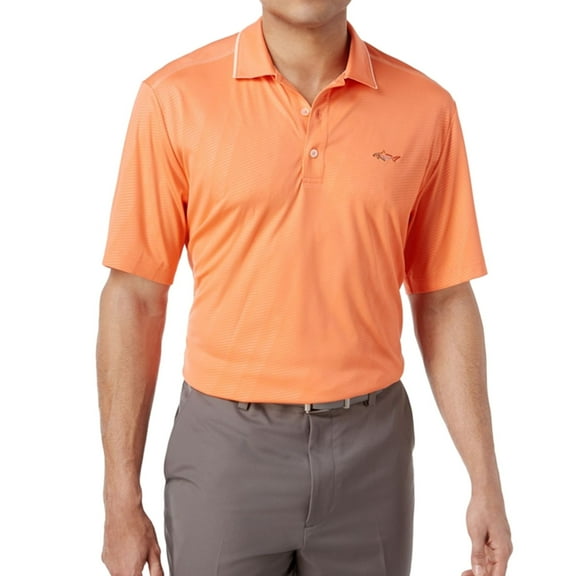 Greg Norman Mens Embossed Polo Shirt, Orange, Small