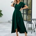 thumbnail image 2 of Elegant V Neck Pleated Dress Women Stylish Evening Gown Wedding Guest Formal Event Partywear Flowy Midi Dress, 2 of 2