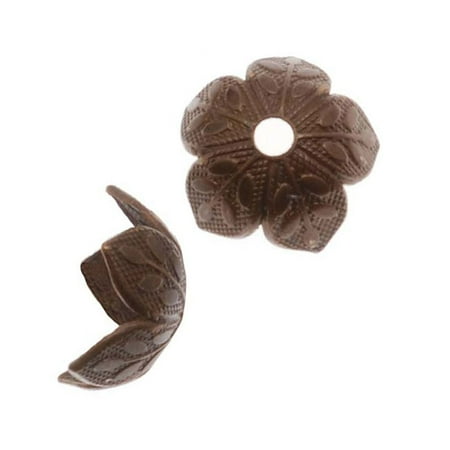 - Vintaj Natural Brass 8x4mm Foliage Bead Caps with Leaf Design (6)