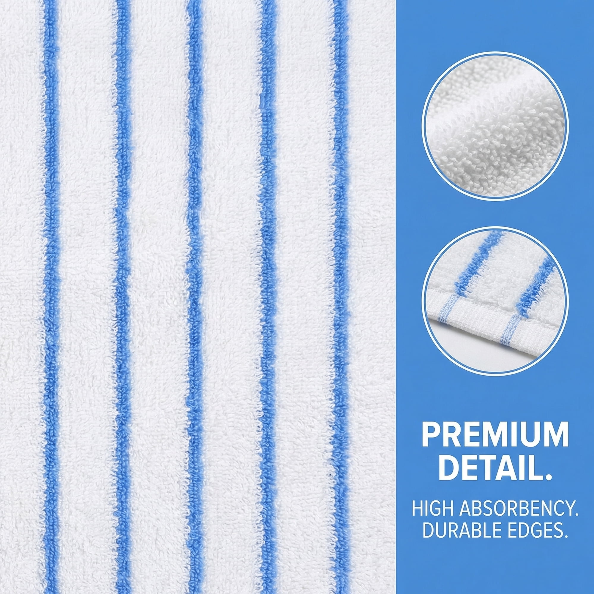 Unique Bargains Cotton Striped Washcloths Soft Absorbent Face Cloths White 6pk