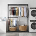 thumbnail image 5 of LEDREM Freestanding Clothes Rack , Metal Heavy-Duty Garment Rack/Wardrobe Closet with 3 Hanging Rods , 4 Shelves , Adjustable/Removable Parts , Tool-Free Assembly for Home Storage ,Ink Black, 5 of 6