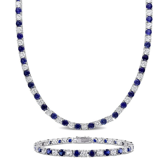 Everly Women's Created Sapphire Sterling Silver Bracelet Jewelry Set