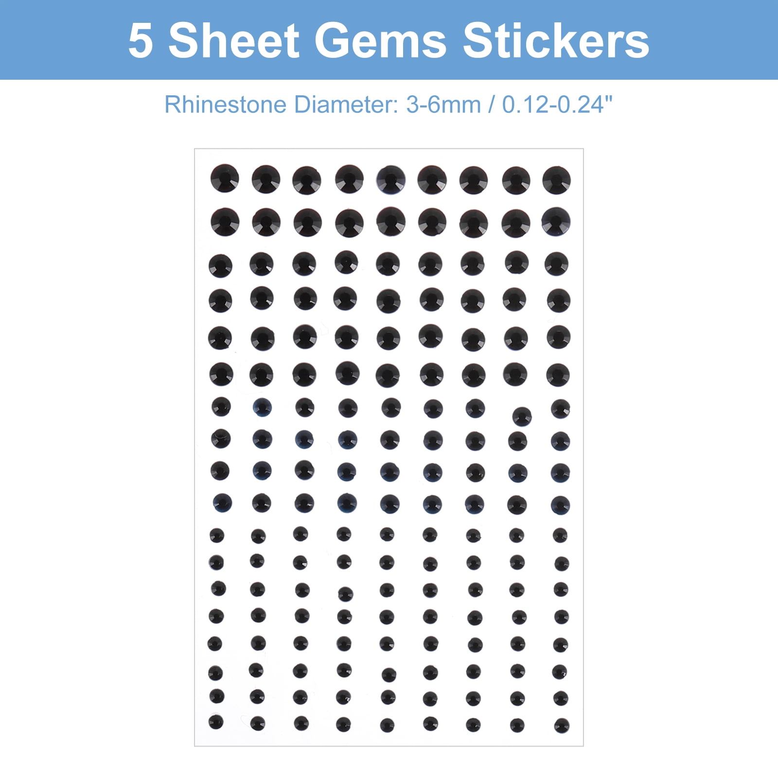 Unique Bargains Stylish Rhinestone Stickers Self Adhesive Acrylic Bling Face Gems Black