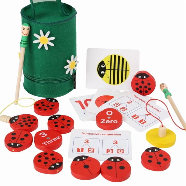 Juguete de madera para contar y pescar, aprendizaje temprano de matemáticas para niños