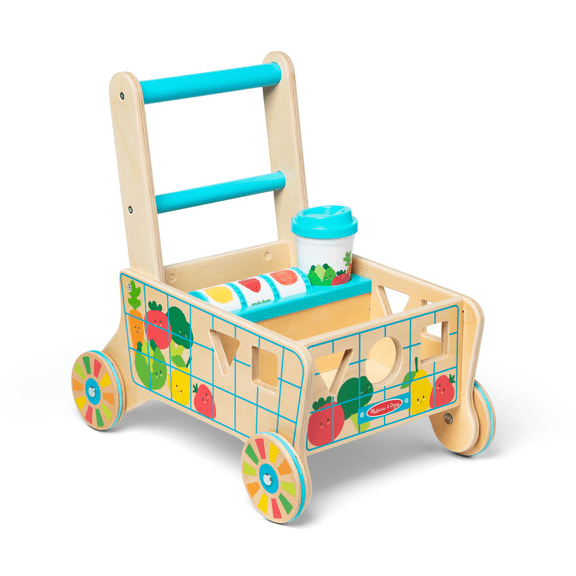 Open Box Melissa & Doug 30732 Wooden Shape Sorting Grocery Cart Playset