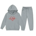 thumbnail image 5 of LEKWK Girls 2-Piece Outfit Set Heart Outline Graphic Pullover Hoodie Elastic Waist Joggers Sweatsuit Little Kid Casual Warm Winter Activewear Playwear, 5 of 5