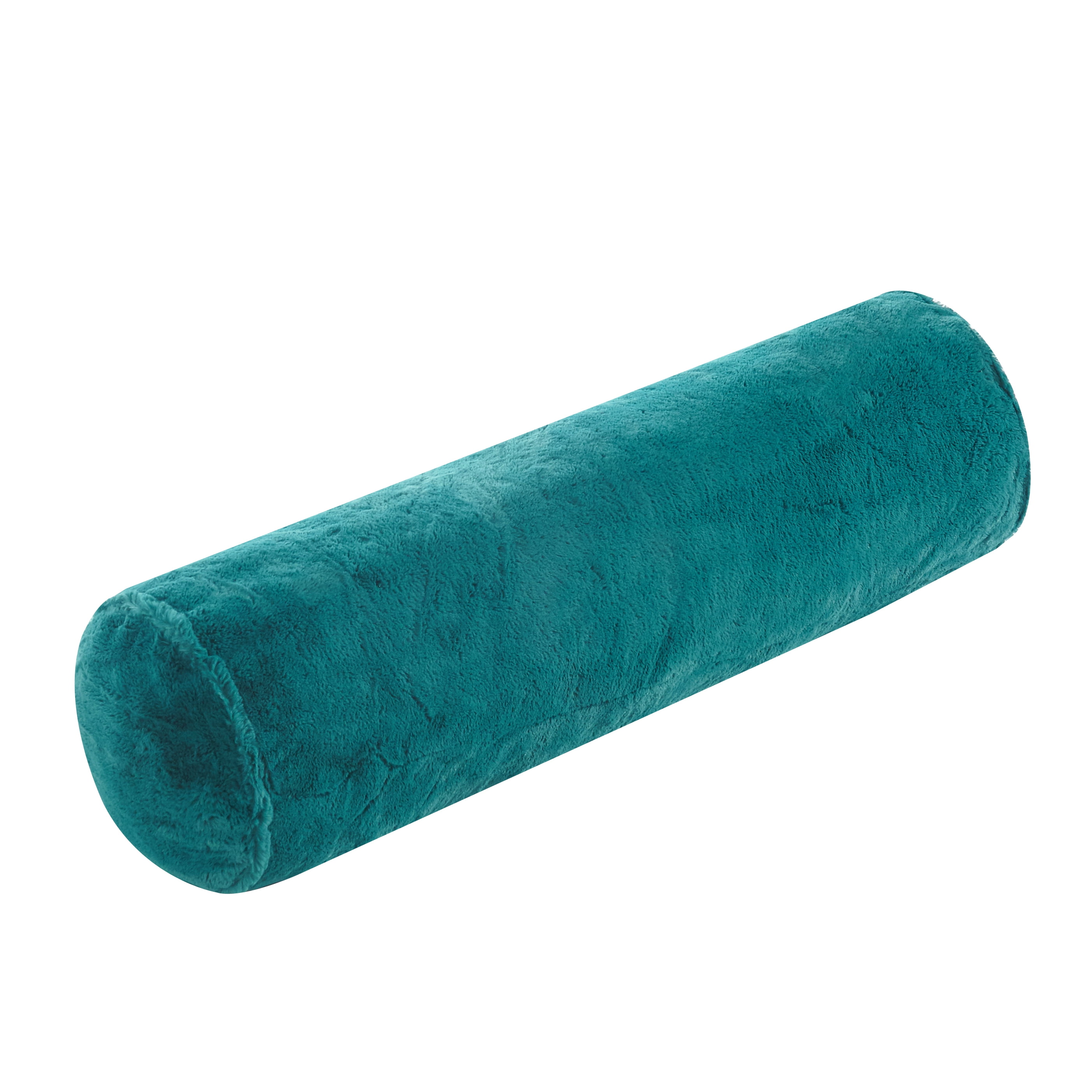 Dearfoams Bolster Lounge Pillow, Teal, Fur, 1 Piece, 10'' x 36''