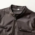 thumbnail image 6 of Lovzfmll Leather Jacket for Men, Solid Color Stand Collar, Zip Front Pockets, PU Motorcycle Jacket, Long Sleeve Fall Outerwear, 6 of 8