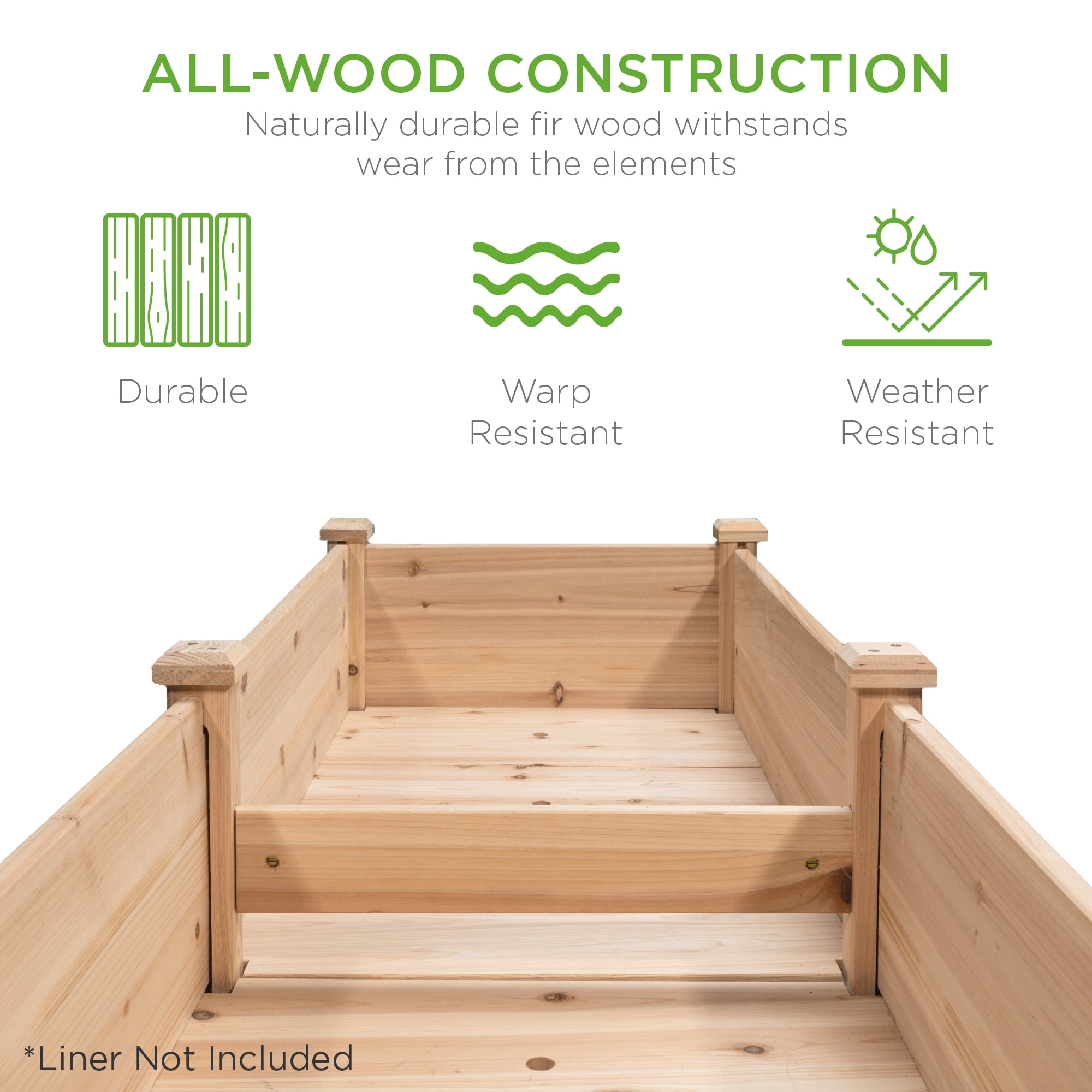 Best Choice Products 72x24x30in Raised Garden Bed, Elevated Wood Planter Box for Patio w/ Divider Panel - Classic Wood