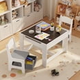 thumbnail image 6 of Noelse 3-in-1 Kids Table and Chair Set with Removable Tabletop Storage, Toddler Craft Table and Chairs for Drawing Playing Studying Eating in Playroom Kids Room Living Room, White, 6 of 8