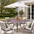 thumbnail image 2 of Round Outdoor Tablecloth with Umbrella Hole and Zipper, Violet Sunshine Sunflower Tablecloth with Elastic Waterproof, Pastoral Bees Farmhouse Floral Patio Table Covers for 45" - 54" Pool Tables, 2 of 9