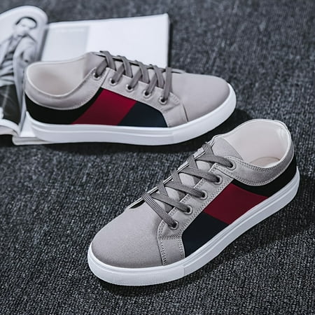 

Men s Colorblock Canvas Lace-up Skate Shoes Walking Sneakers